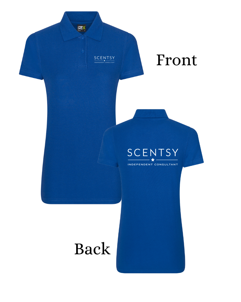 Authorized Scentsy Vendor Ladies Fit Printed Royal Blue Polo
