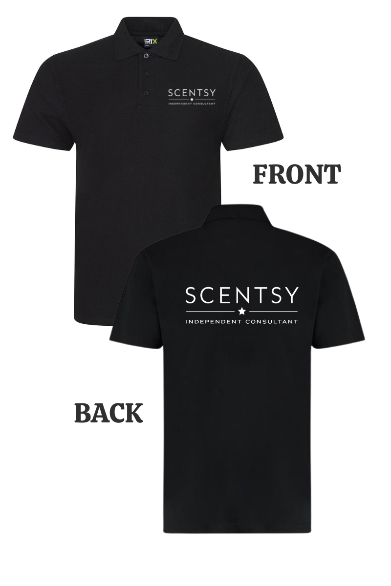 Authorized Scentsy Vendor Printed Black Polo Top