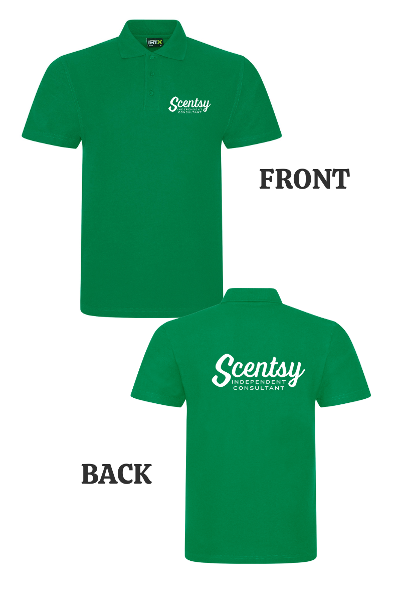 Authorized Scentsy Vendor Printed Kelly Green Polo Top