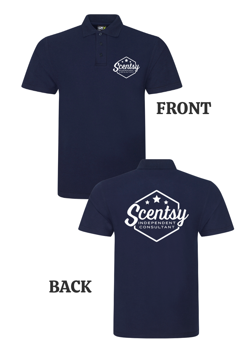 Authorized Scentsy Vendor Printed Navy Polo Top