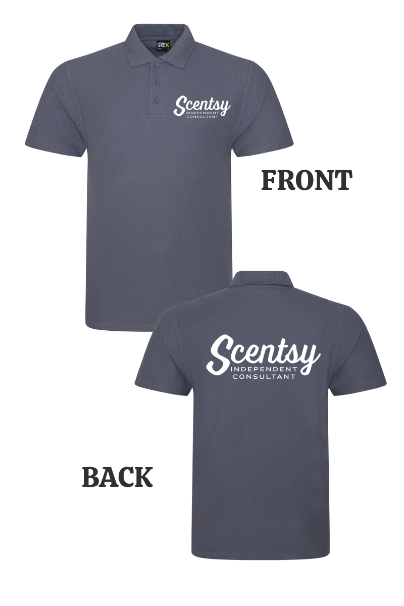 Authorized Scentsy Vendor Printed Solid Grey Polo Top