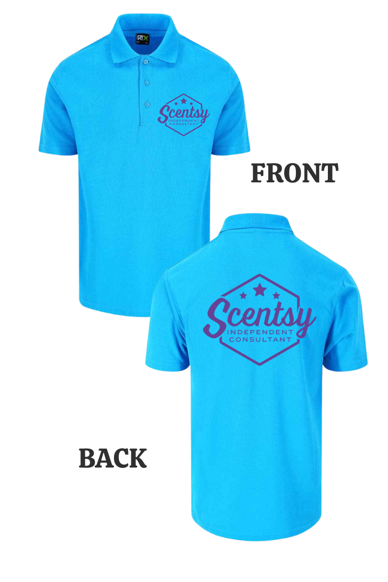 Authorized Scentsy Vendor Printed Turquoise Polo Top