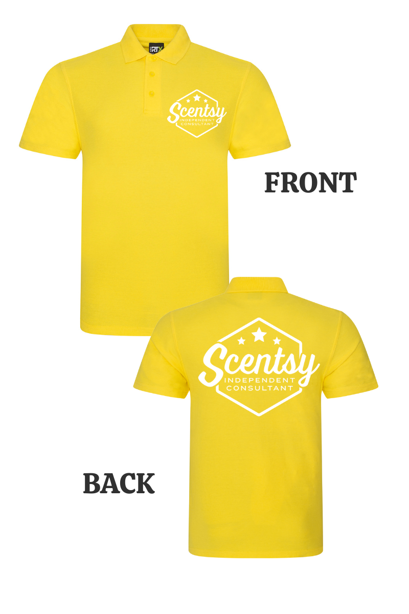 Authorized Scentsy Vendor Yellow Printed Polo Top