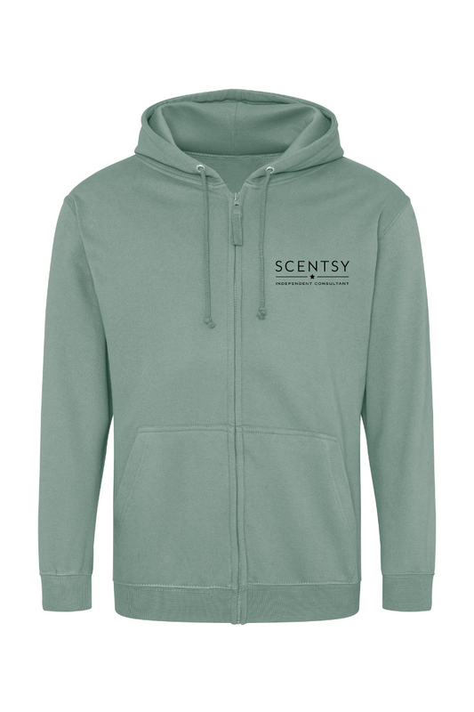 Authorized Scentsy Vendor Sparkle Dusky Green Zipped Hoodie